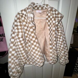 Stylish Beige Checkered Jacket